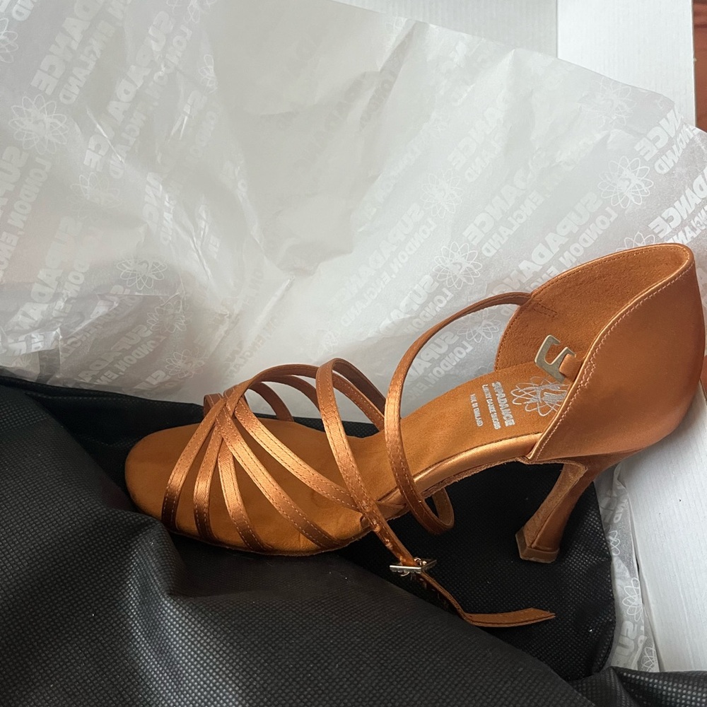 Supadance 1403 Women's Satin Dance Shoes - Dark Tan